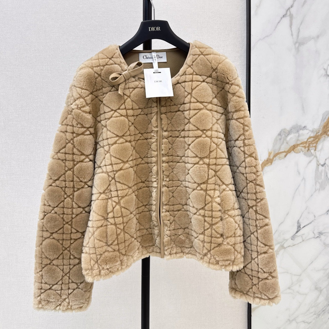 Dior 2026 Cannage Pattern Fur Coat 787415