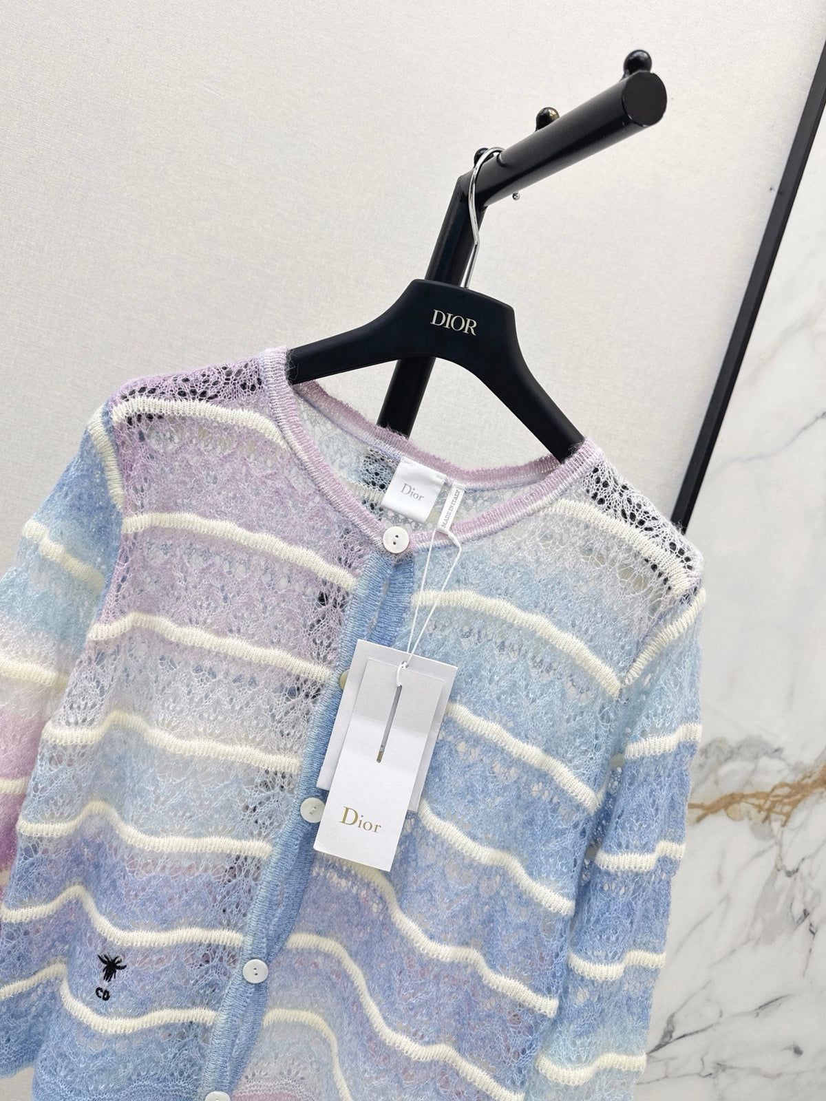 Dior 2026 Striped Crew Neck Knit Cardigan Wool 787445