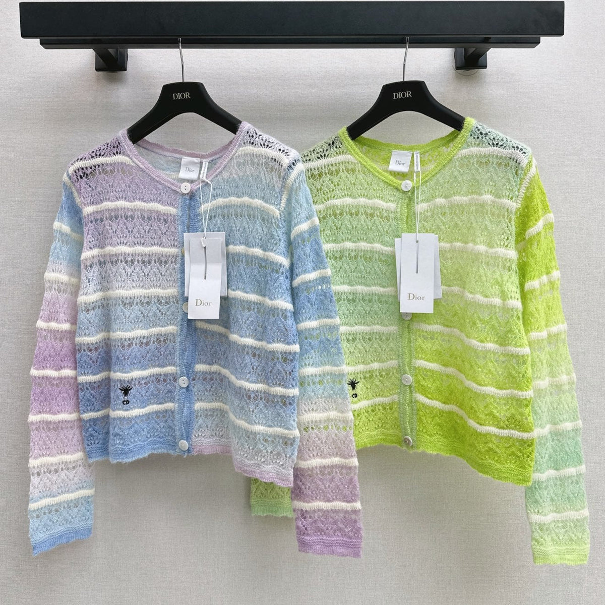 Dior 2026 Striped Crew Neck Knit Cardigan Wool 787445