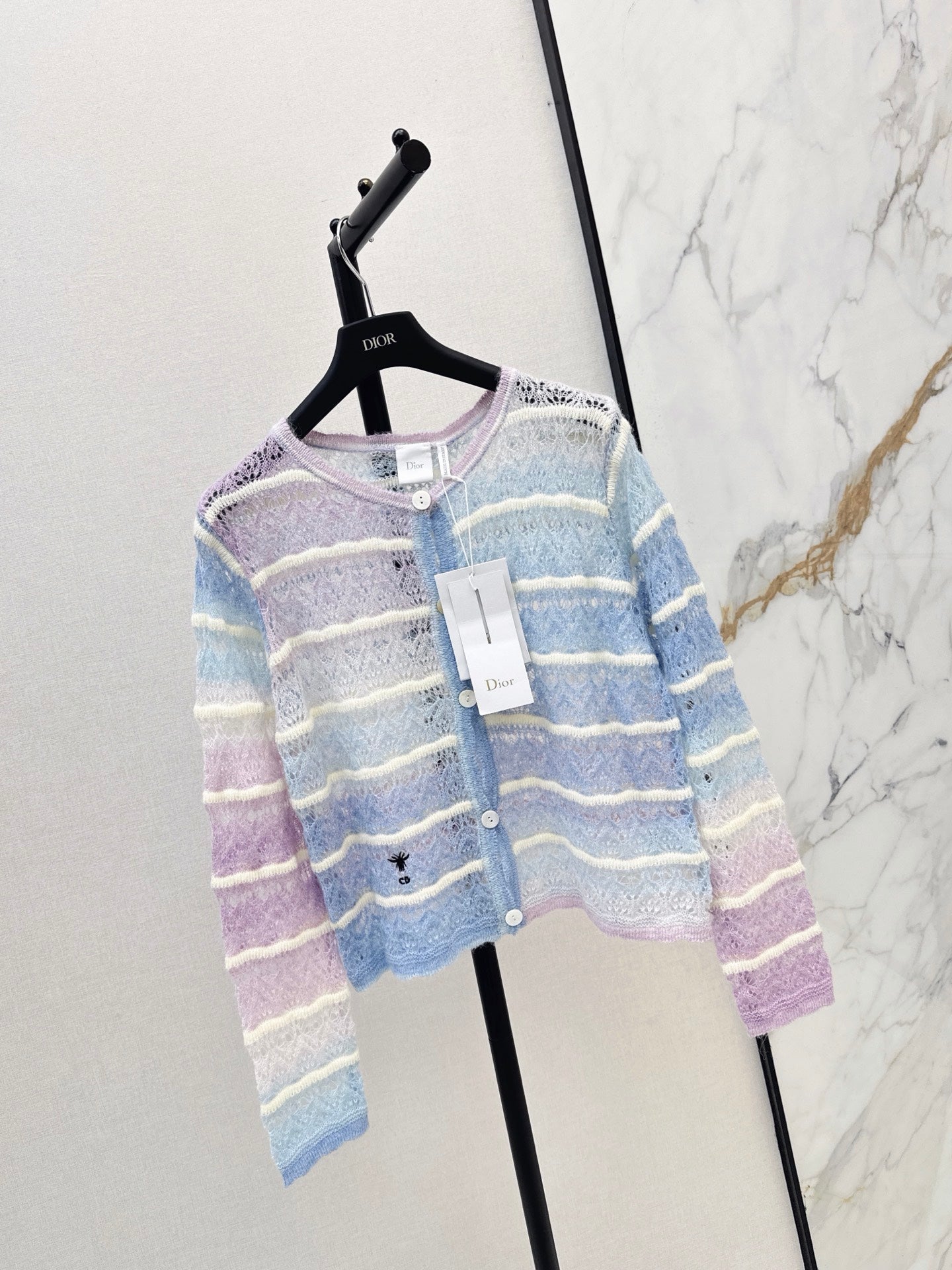 Dior 2026 Striped Crew Neck Knit Cardigan Wool 787445