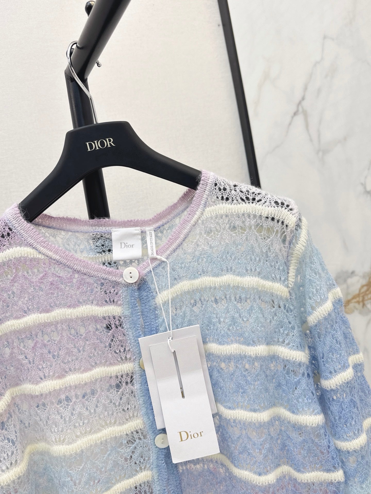 Dior 2026 Striped Crew Neck Knit Cardigan Wool 787445
