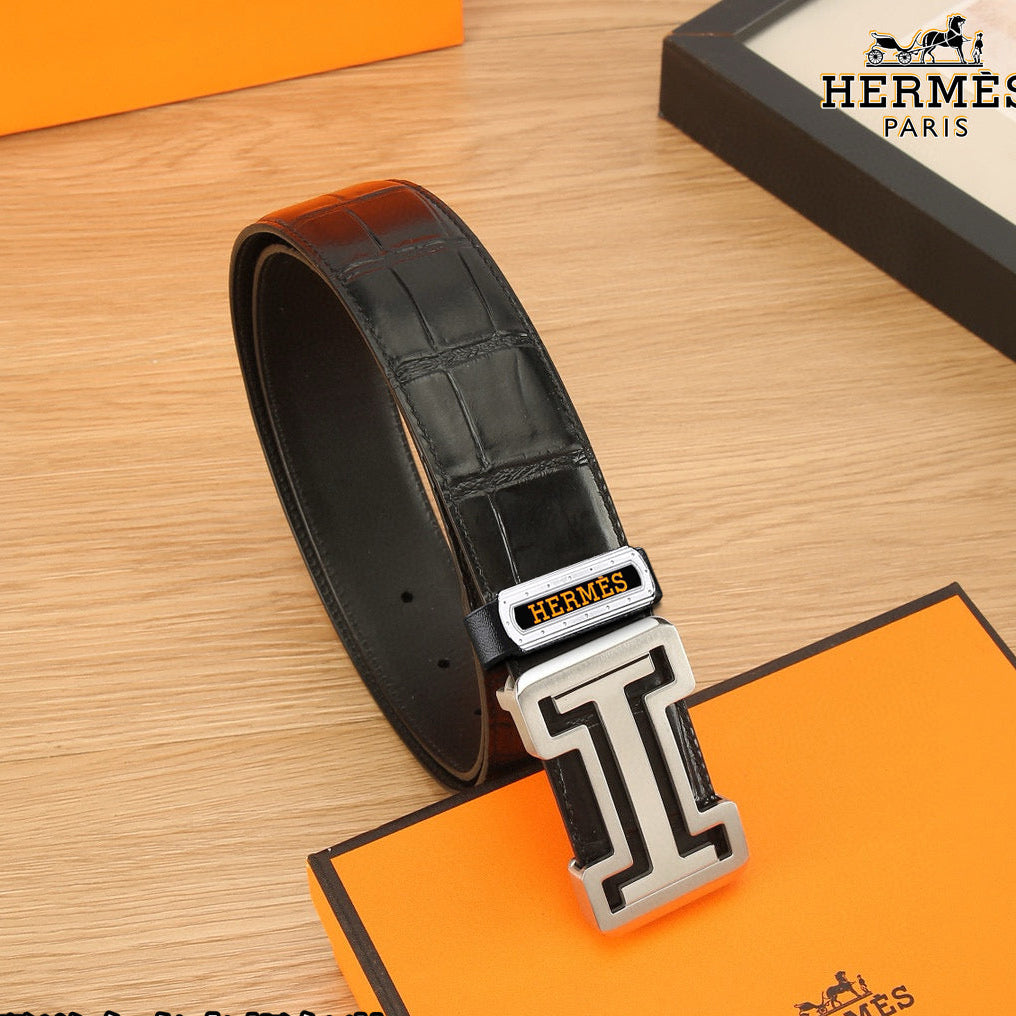 HM Constance Belt 38mm Black Togo Leather 619662