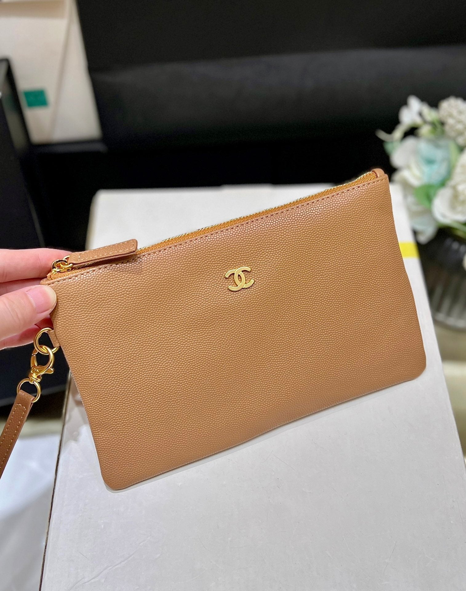 CC 24K Hobo Bag Brown Grained Calfskin