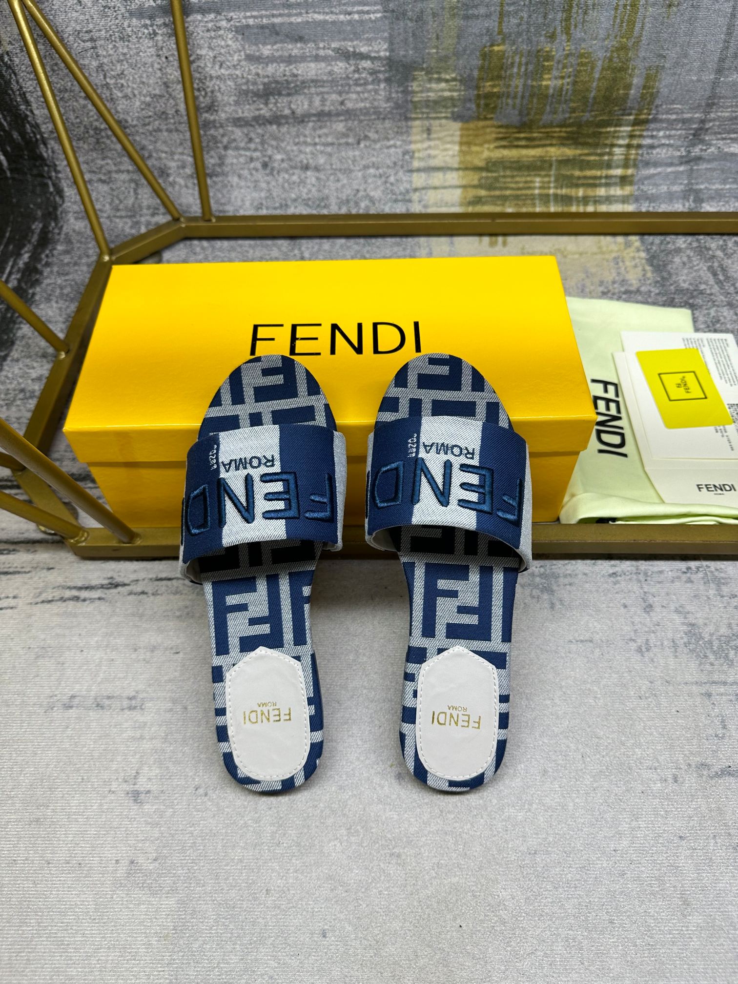 FF 5 Dark Blue Grey Canvas Slide