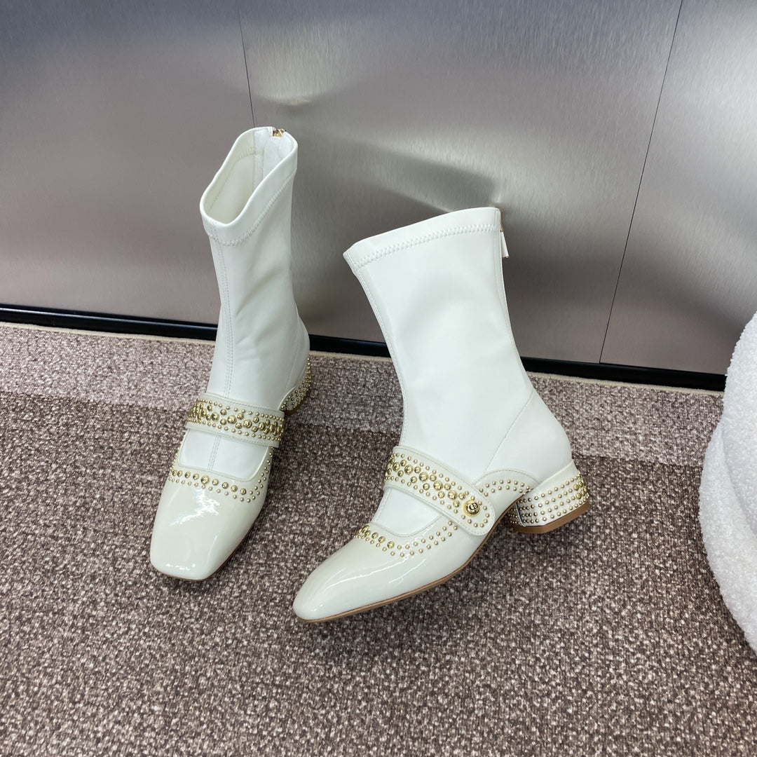CD Ankle knight boots white gold patent leather 433113