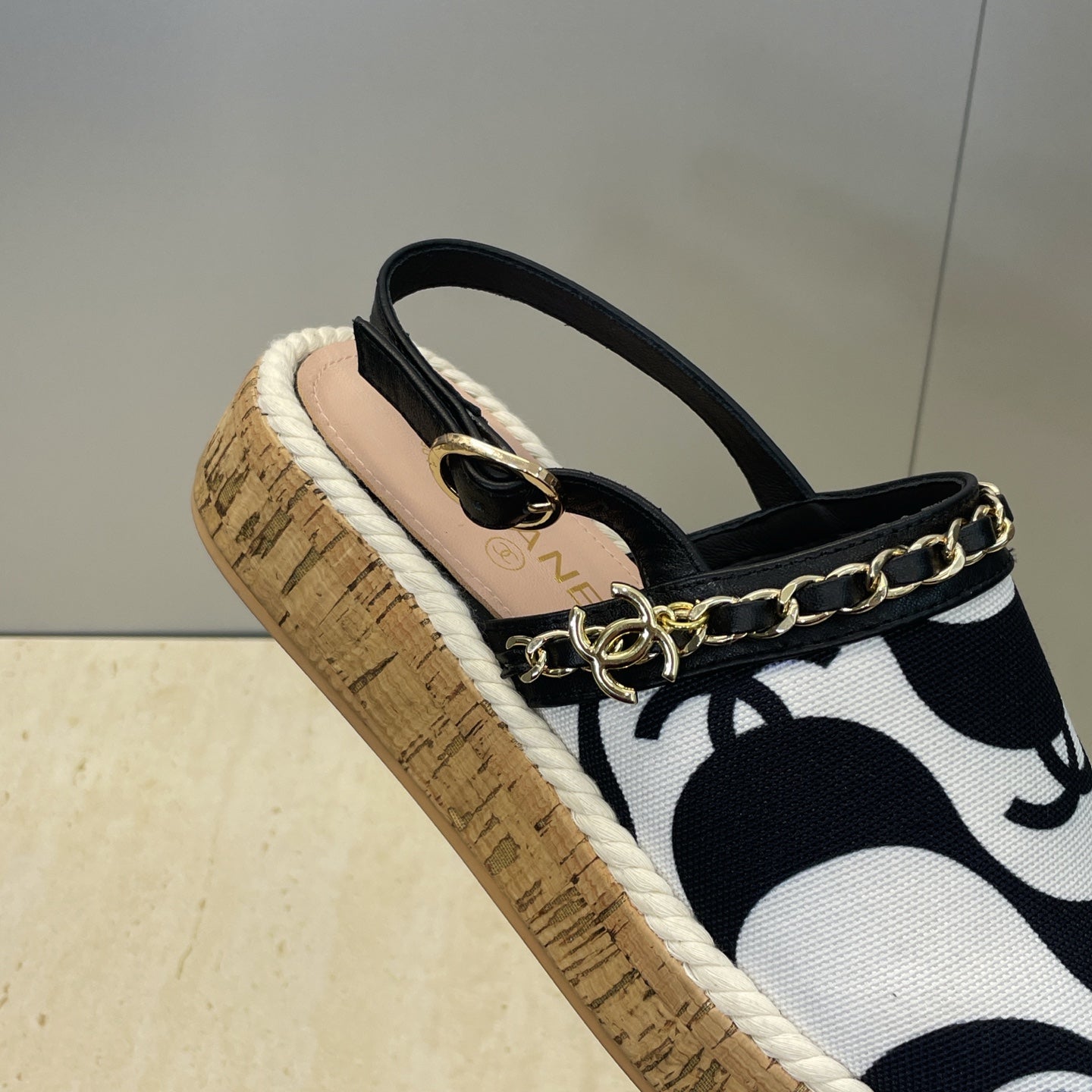 CC 26 Slingback Espadrilles White Sheepskin Canvas 607461