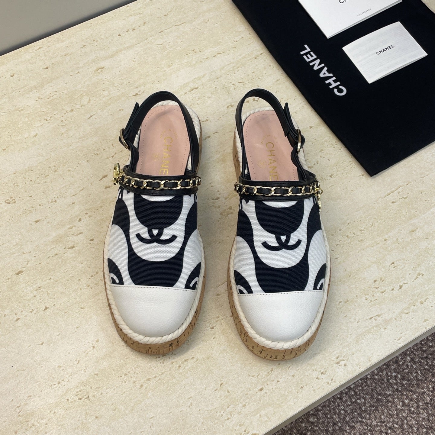 CC 26 Slingback Espadrilles White Sheepskin Canvas 607461