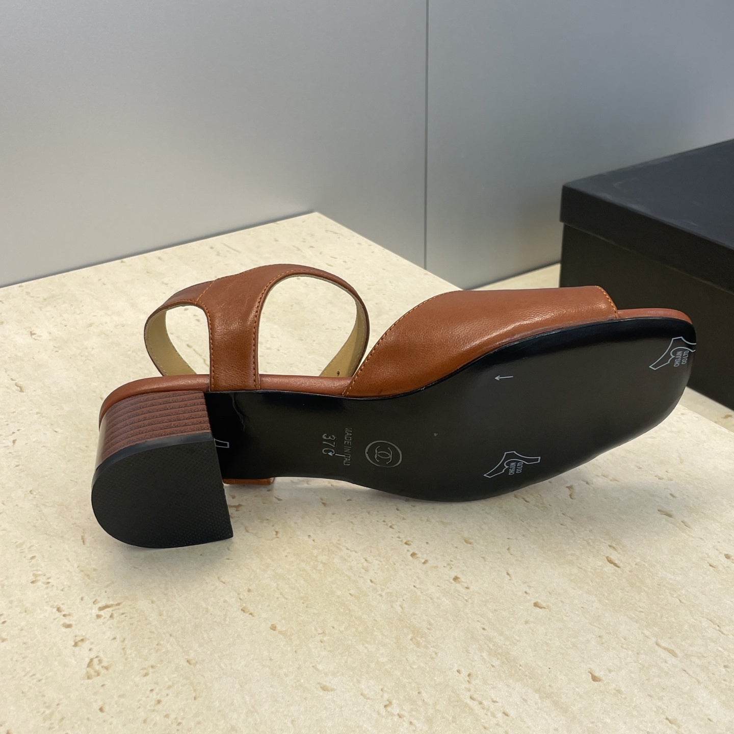 CC 26 Heeled Sandal 45mm Brown  Beige Sheepskin 607474