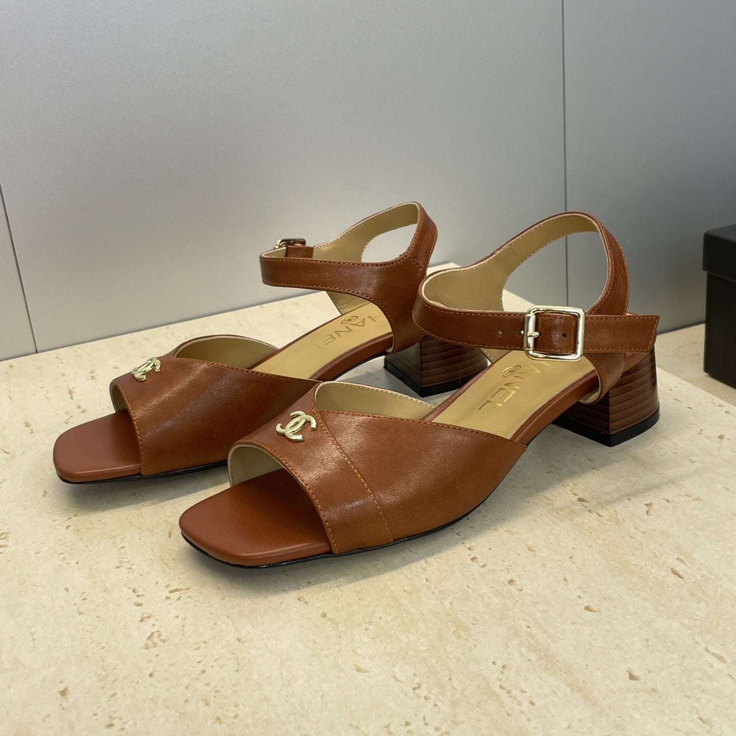 CC 26 Heeled Sandal 45mm Brown  Beige Sheepskin 607474