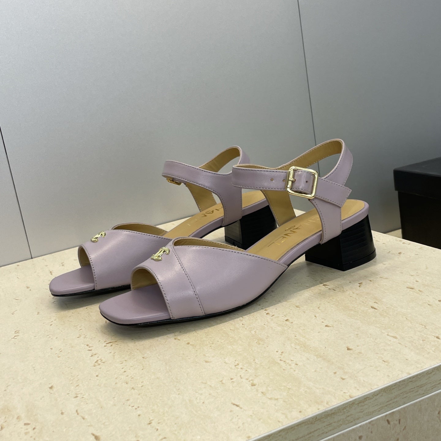 CC 26 Heeled Sandal 45mm Purple Beige Sheepskin 607475