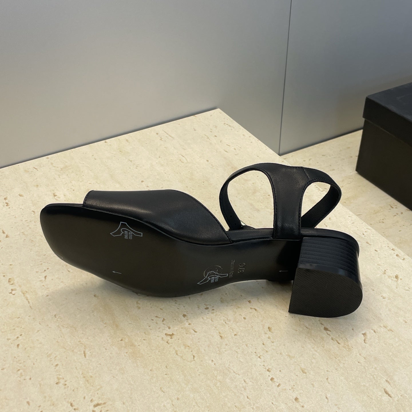 CC 26 Heeled Sandal 45mm Black Beige Sheepskin 607476