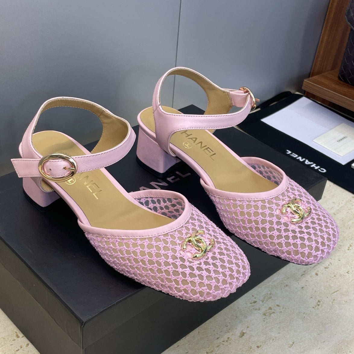 CC 26 Slingback Pump 45mm Pink Beige Mesh Sheepskin 607480