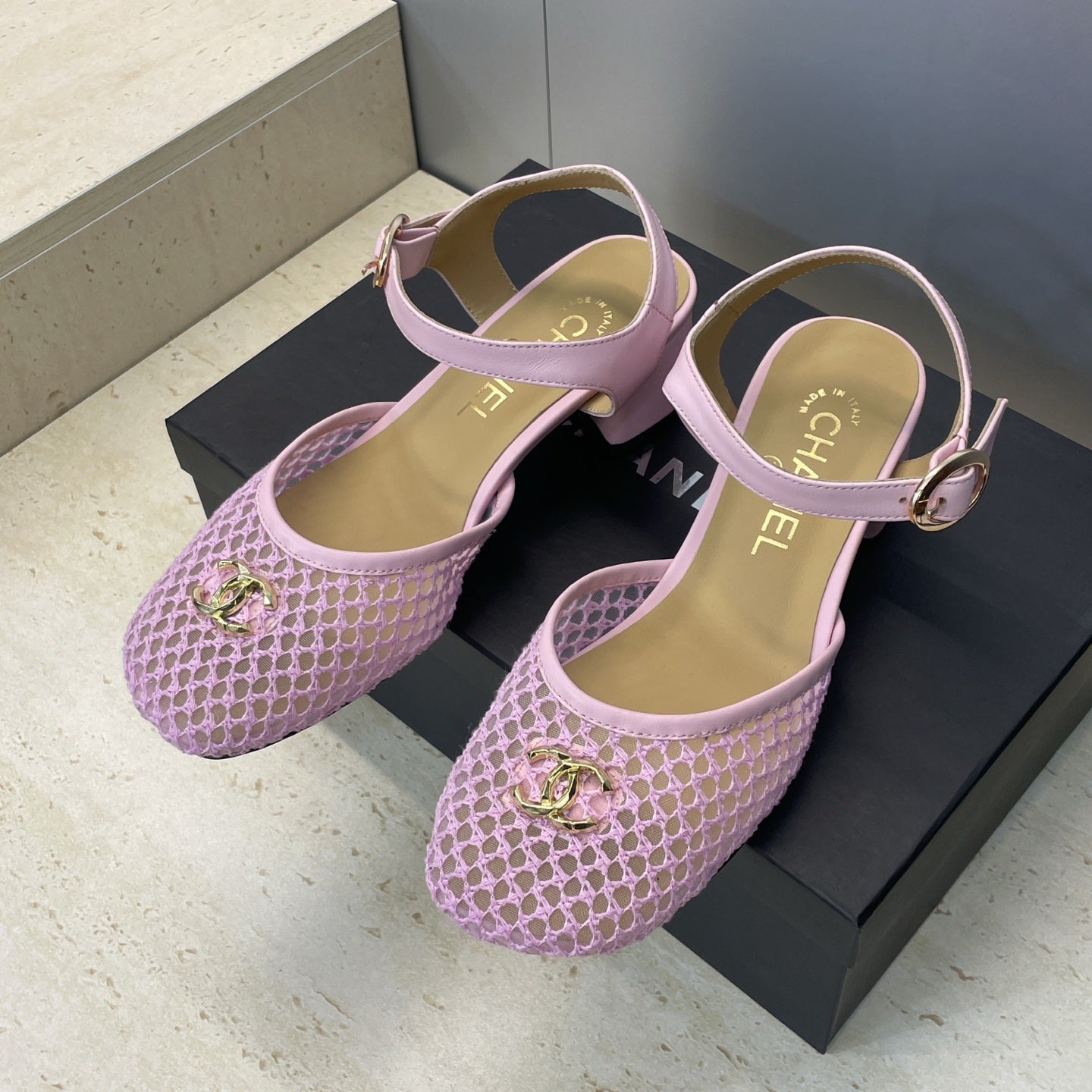 CC 26 Slingback Pump 45mm Pink Beige Mesh Sheepskin 607480