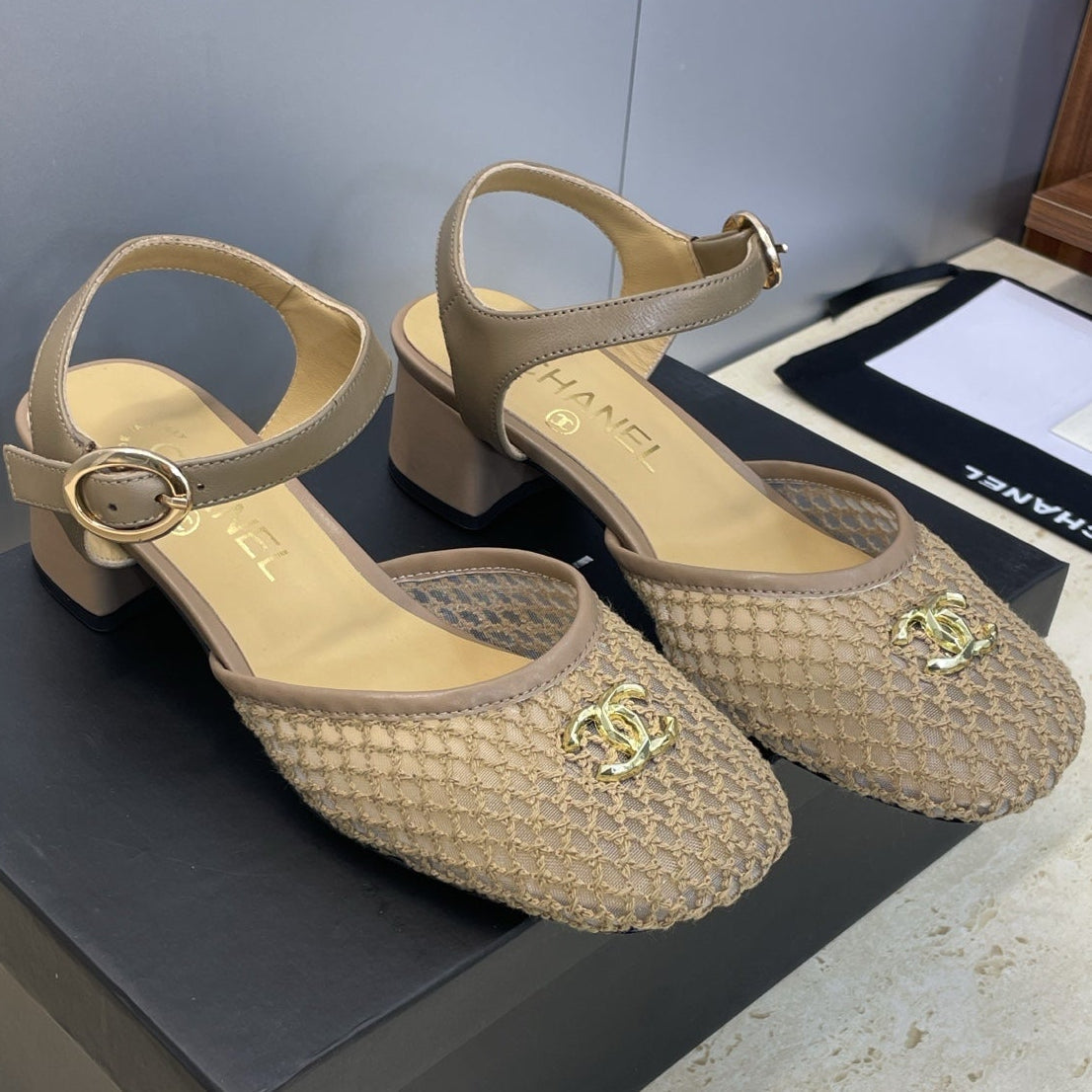 CC 26 Slingback Pump 45mm Beige Mesh Sheepskin 607481