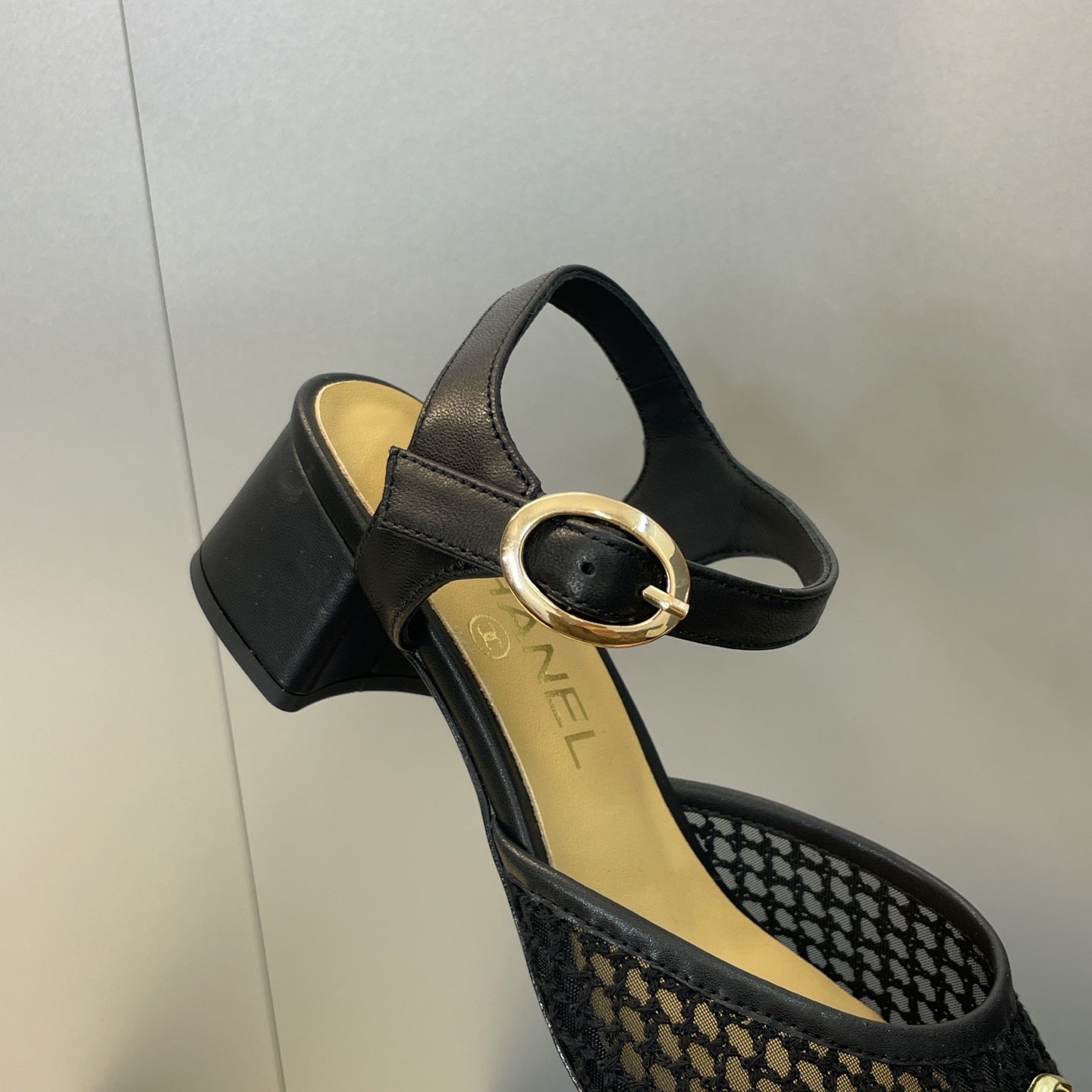 CC 26 Slingback Pump 45mm Black Beige Mesh Sheepskin 607483