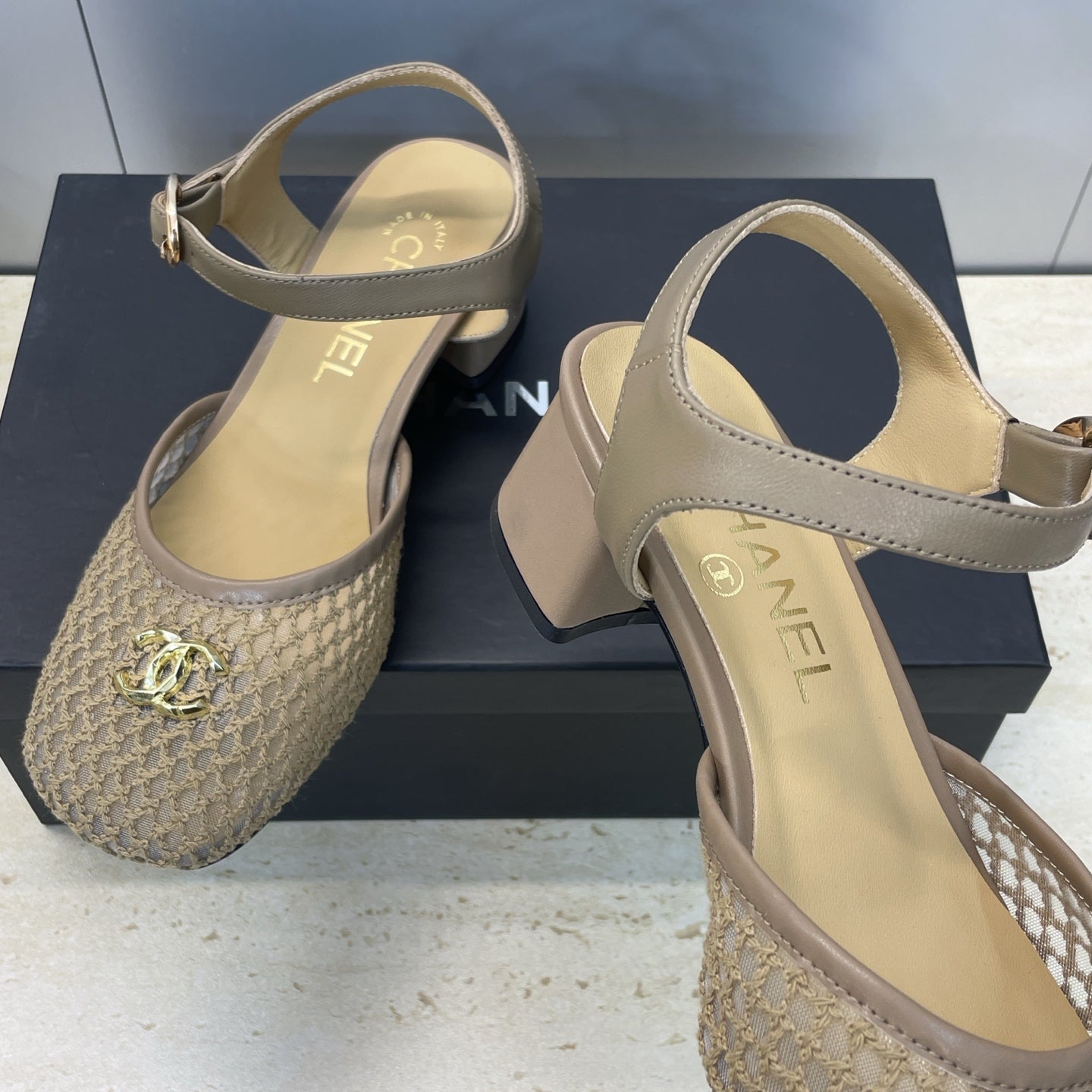 CC 26 Slingback Pump 45mm Beige Mesh Sheepskin 607481