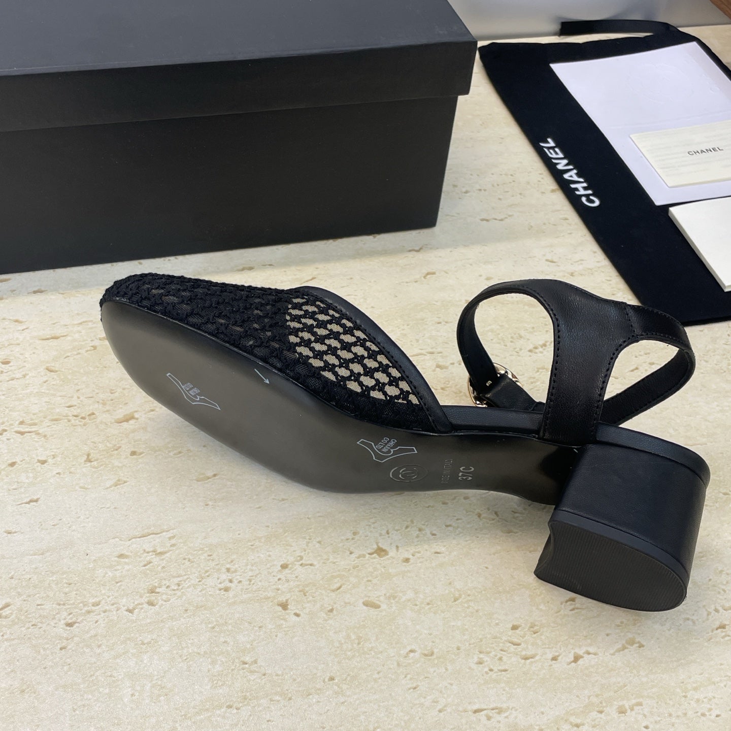 CC 26 Slingback Pump 45mm Black Beige Mesh Sheepskin 607483