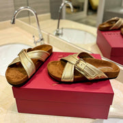 CROSSOVER - STRAP GOLD CALFSKIN SLIDE