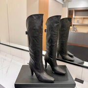 CLASSIC HIGH KNEE BOOTS IN BLACK CALFSKIN
