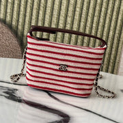 Chanel 2026 Clutch Bag 21cm Red Burgundy Wool Leather
