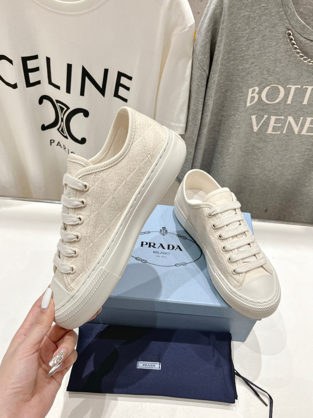 PRA PRINTED COTTON SNEAKERS WHITE CANVAS