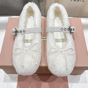 MiuMiu 25 Ballet Flat White Lambskin Wool 535591