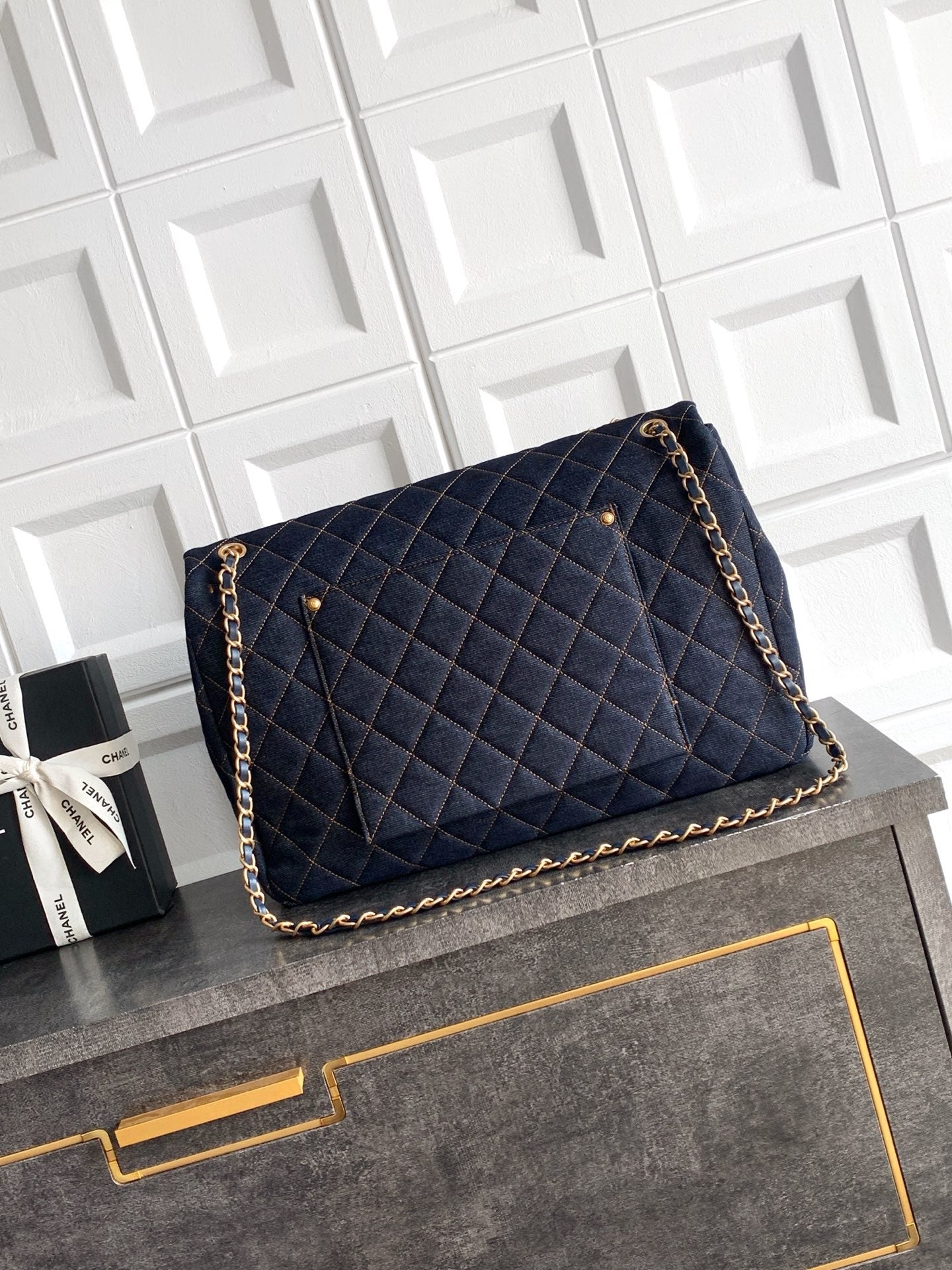 Chanel 2026 Flap Bag 38.5cm Blue Denim Leather