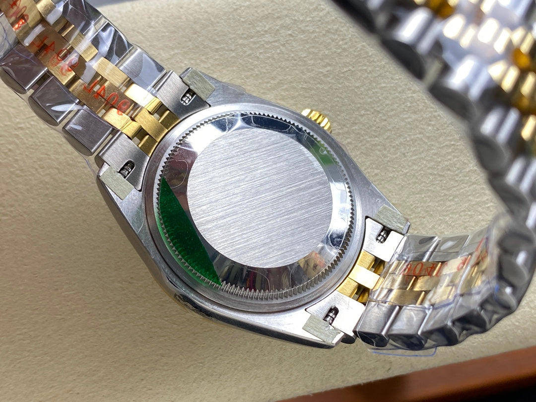 Datejust 31mm Yellow Gold Steel Diamond Bezel Purple Dial Diamond Numerals