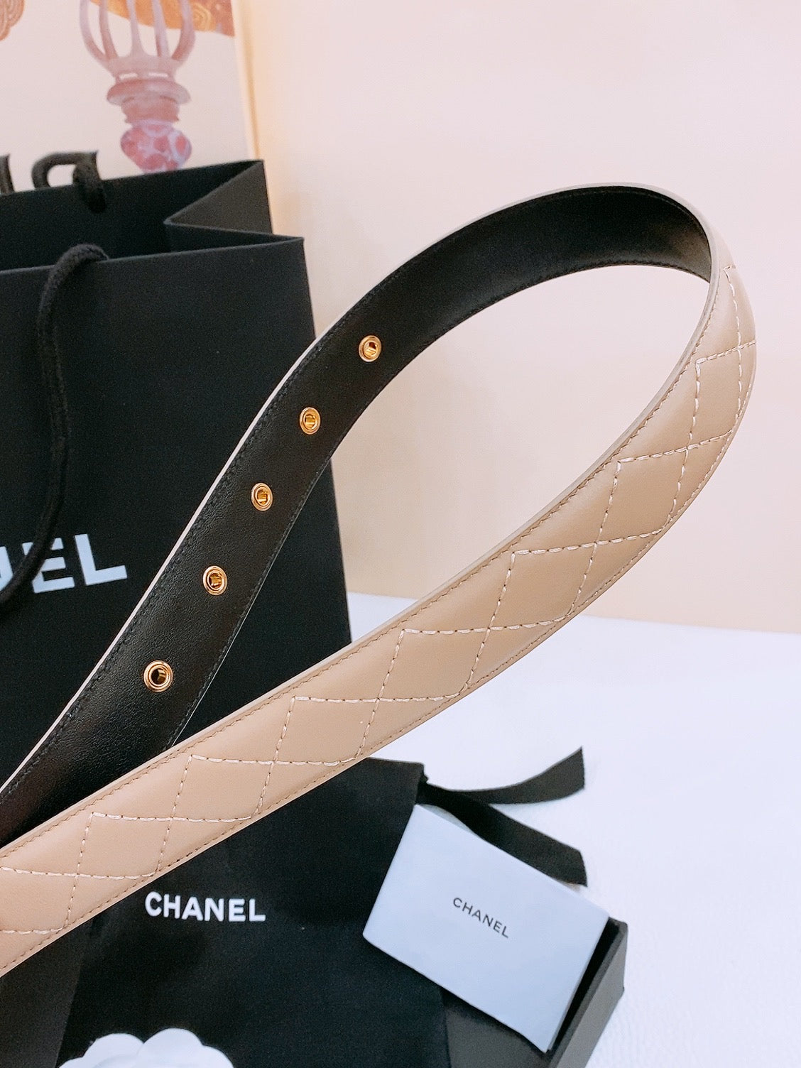 Chanel 2026 Quilted CC Buckle Belt 30mm Lambskin
