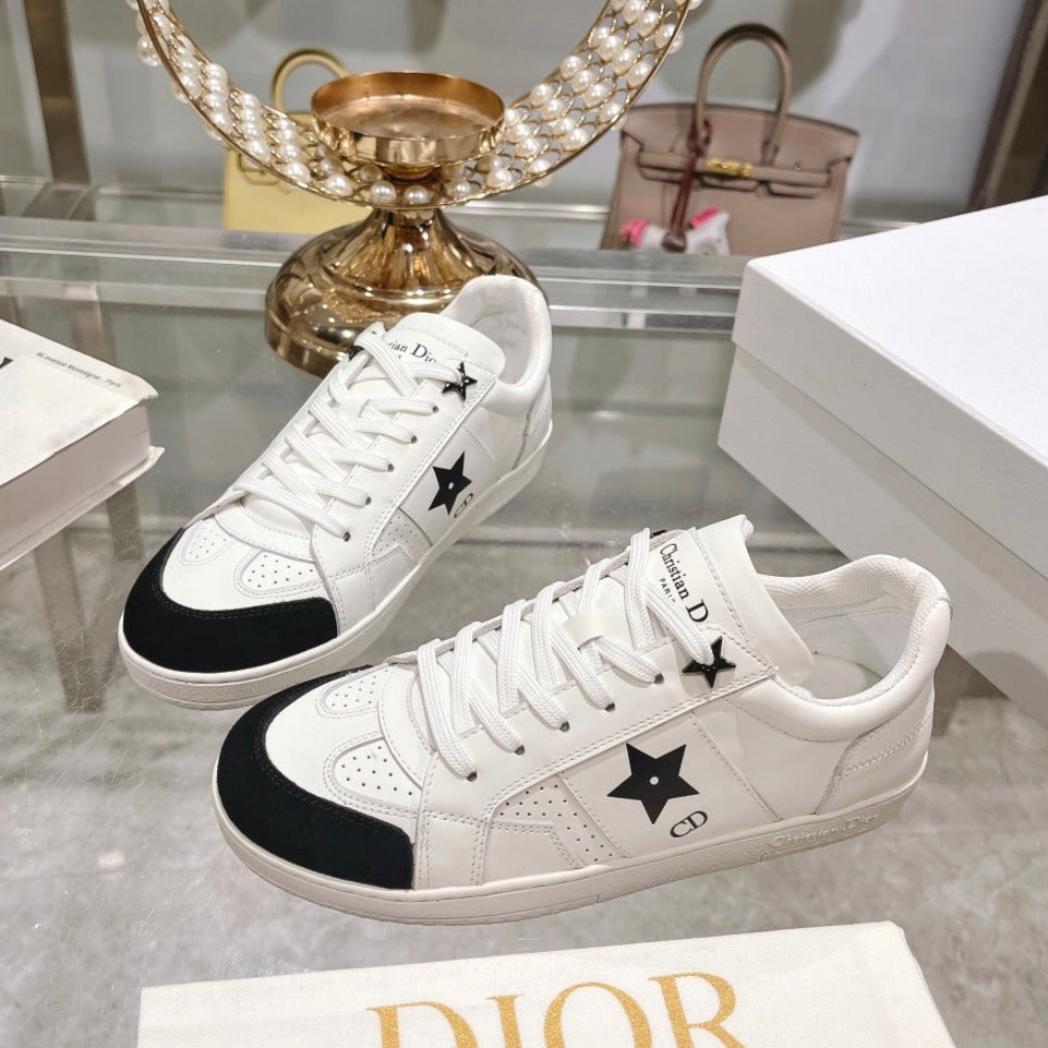 cd star sneaker white calfskin black suede