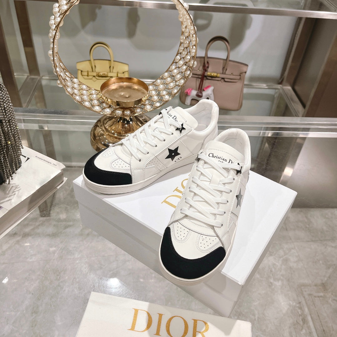 cd star sneaker white calfskin black suede