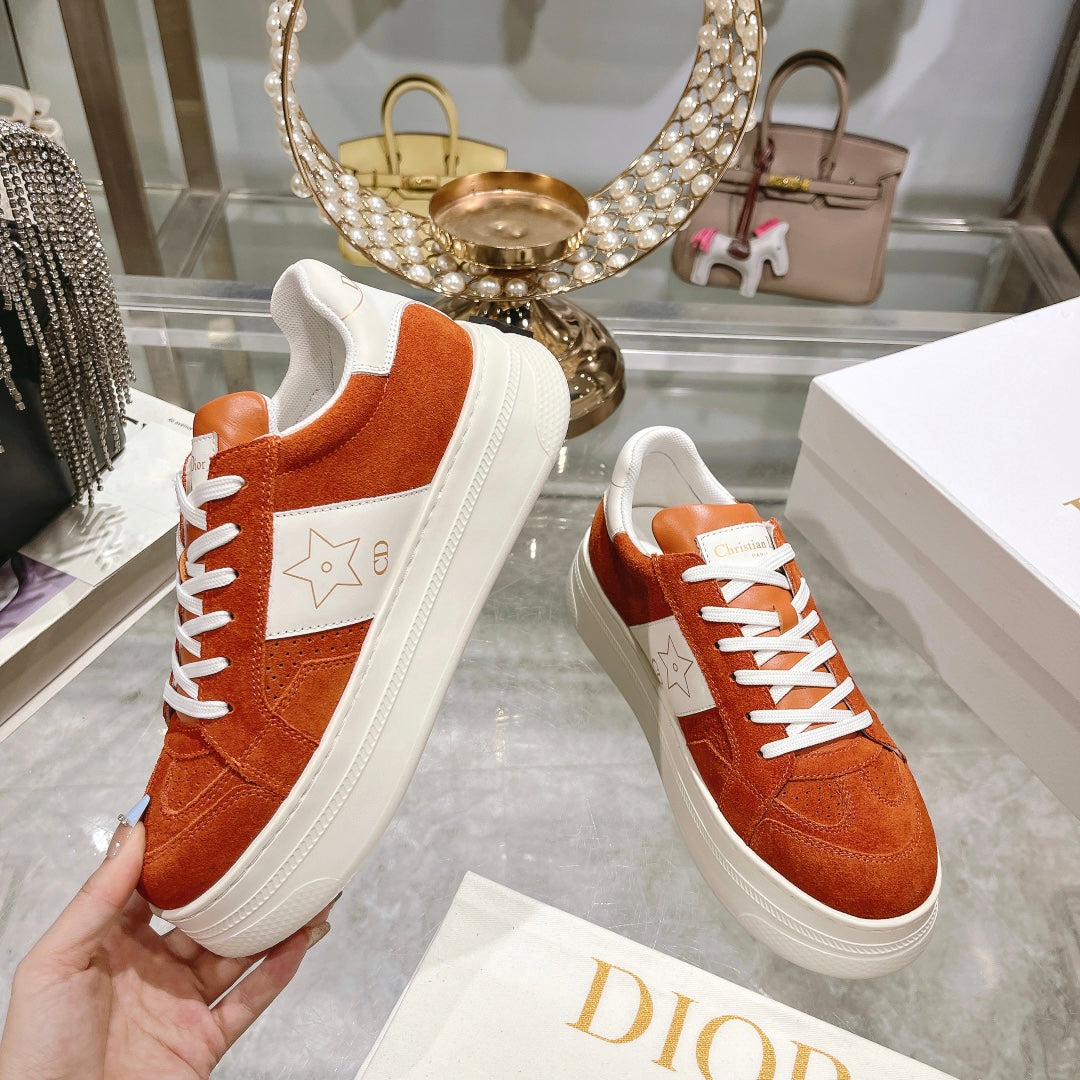 cd star sneaker white calfskin orange suede
