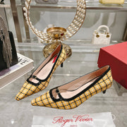 Viv Canard Pumps 55 Black Yellow Fabric
