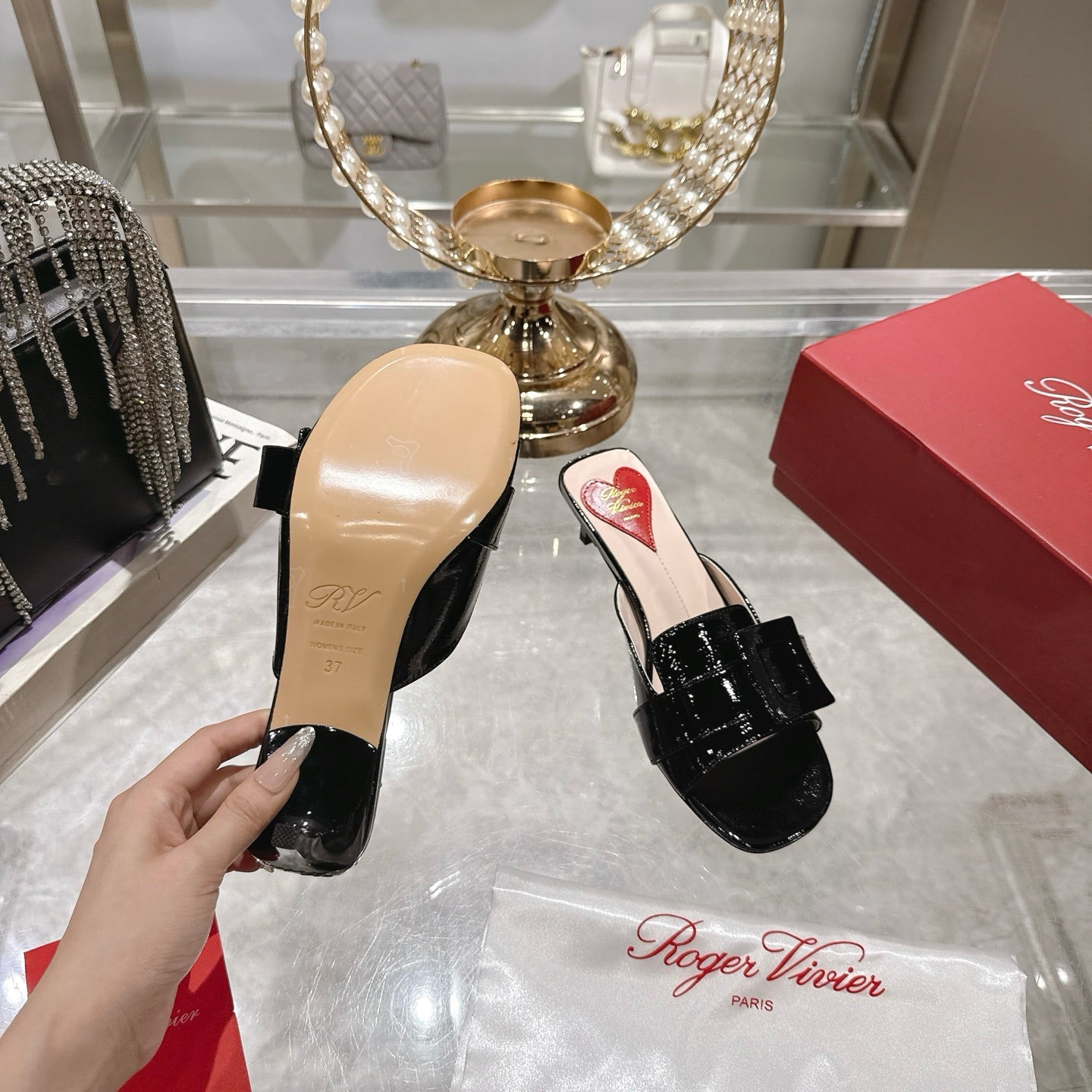 Belle Viv Mules Black Lambskin 334647