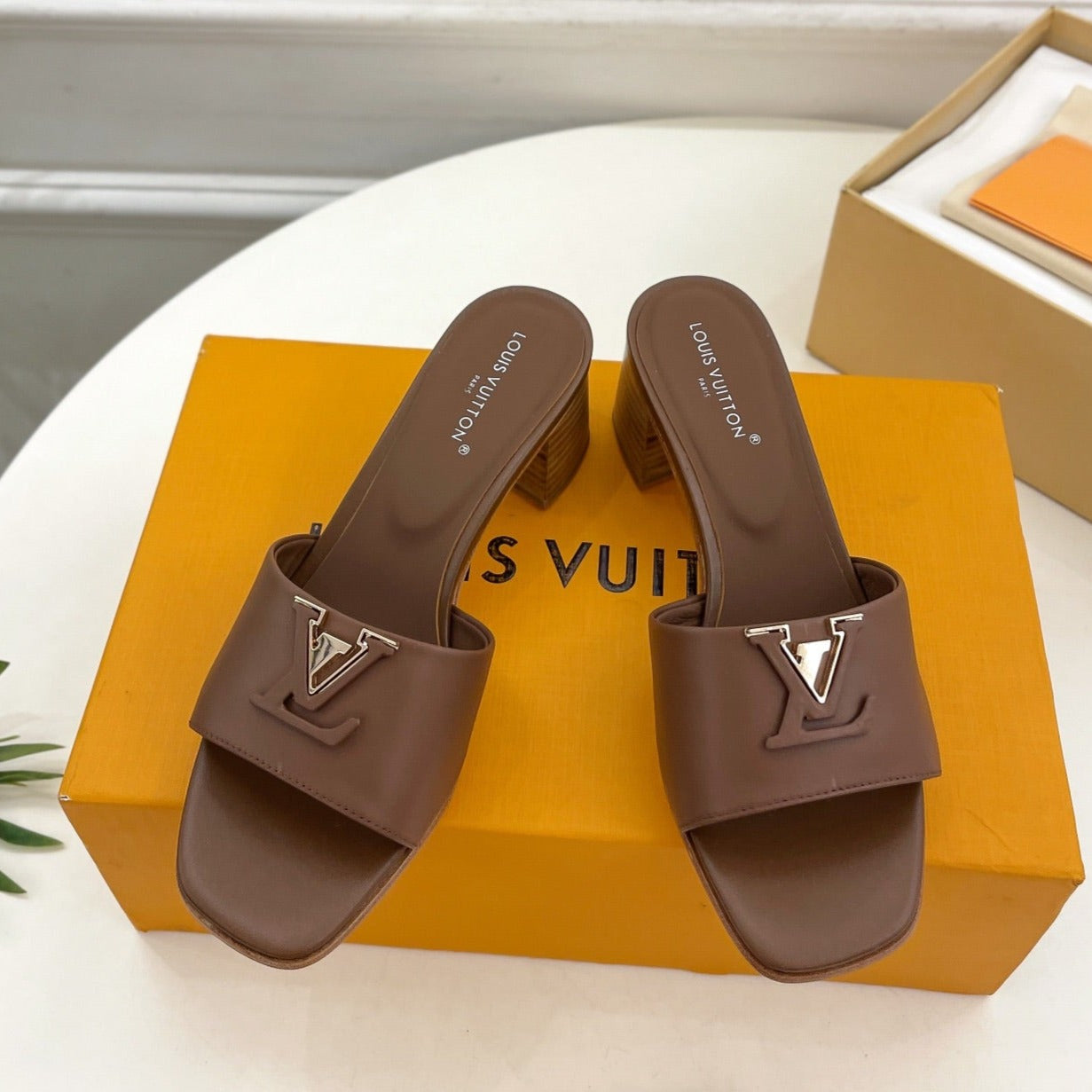 lv capri mule 45mm chocolate calfskin