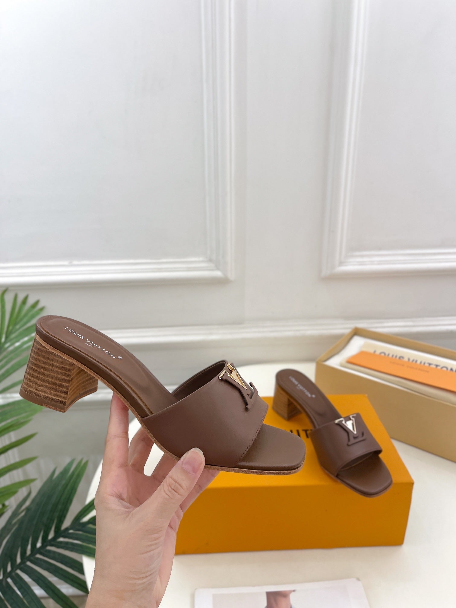 lv capri mule 45mm chocolate calfskin