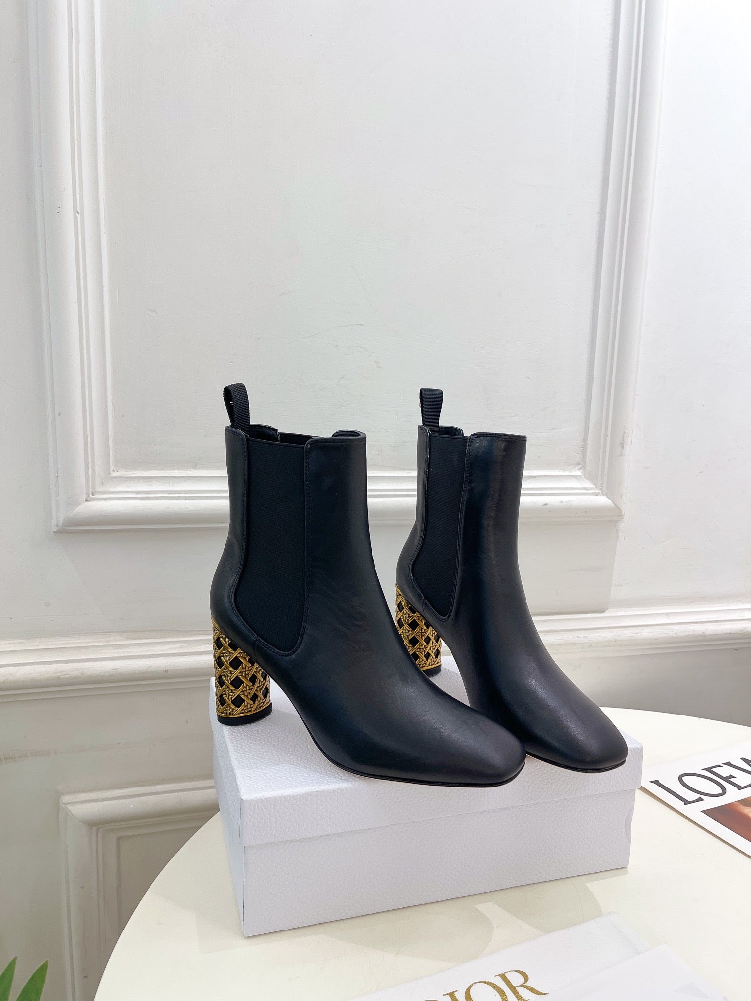 CD Icon Heeled Ankle Boot 80mm Black Calfskin