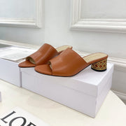 CD Icon Heeled Slide 40mm Brown Calfskin