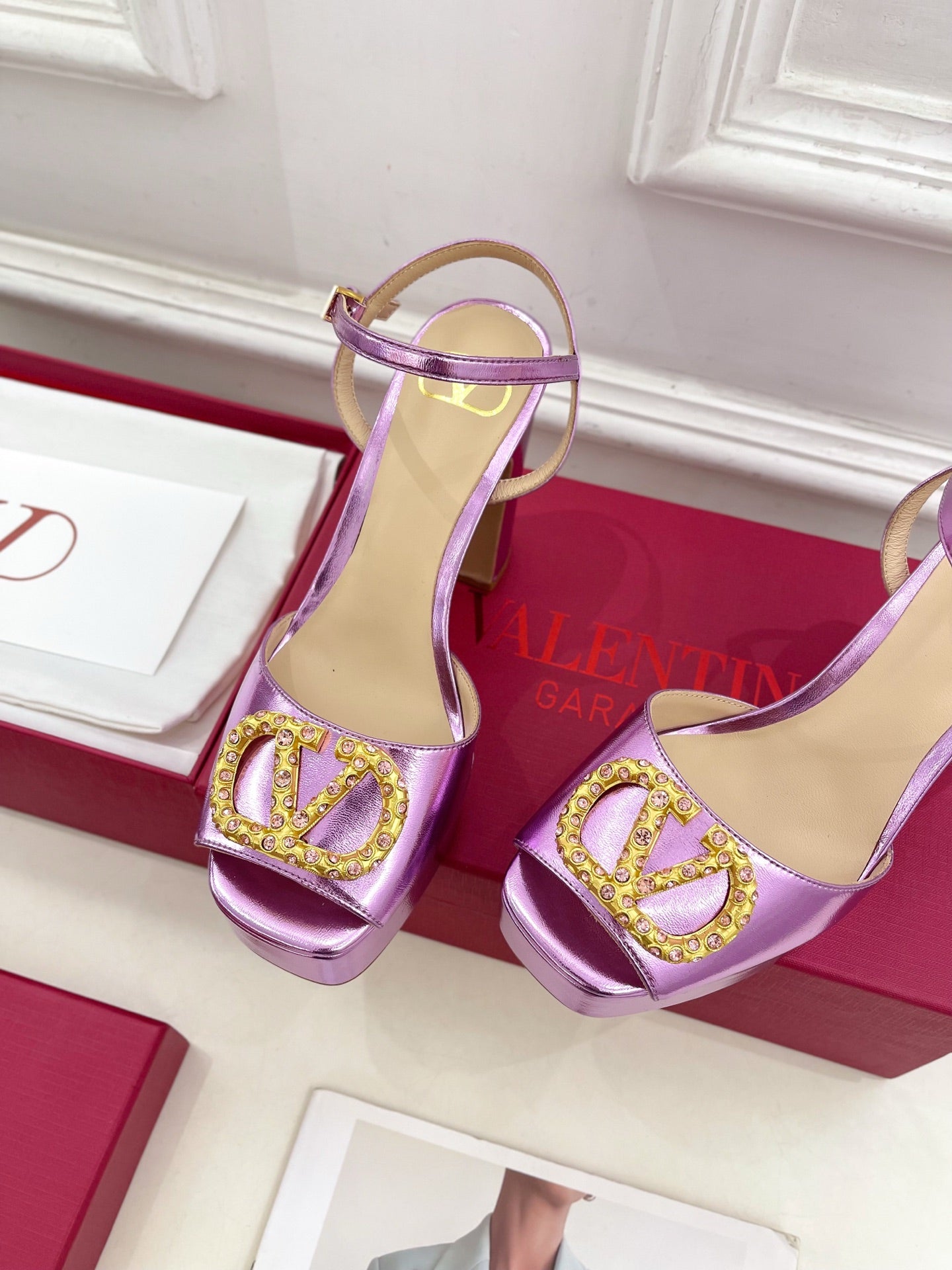 VT Garavani 25 Platform Sandals Purple Calfskin 330975