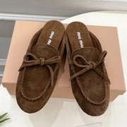 Miumiu 2026 Bow-tie Casual Loafers Brown Suede