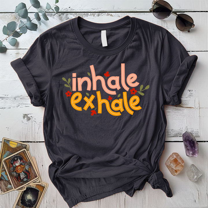 Inhale Exhale T-Shirt Mockup dark-heather-grey