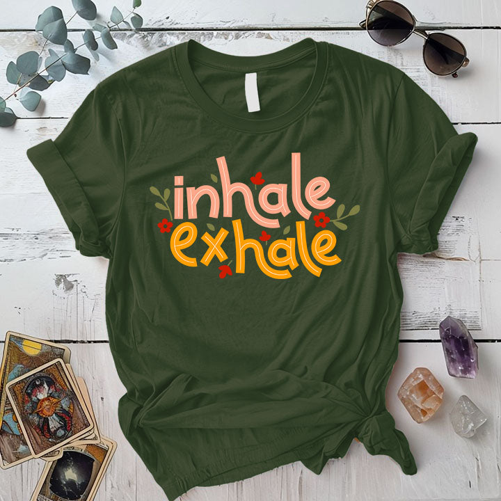 Inhale Exhale T-Shirt Mockup military-green