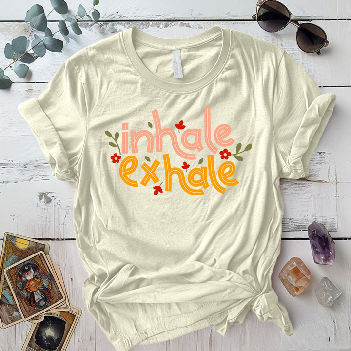 Inhale Exhale T-Shirt Mockup natural