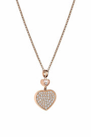 HAPPY HEART NECKLACE PINK GOLD FULL DIAMOND