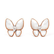 BUTTERFLY MOP DIAMOND PINK GOLD EARRINGS