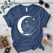 Lotus Moon T Shirt Indigo Blue Mockup