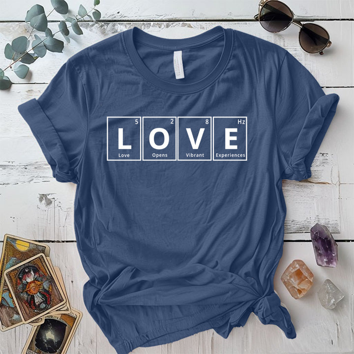 Love Periodic Table T-Shirt Mockup indigo-blue
