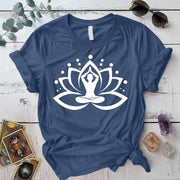 Male Yoga Symbol T Shirt Indigo Blue Mockup