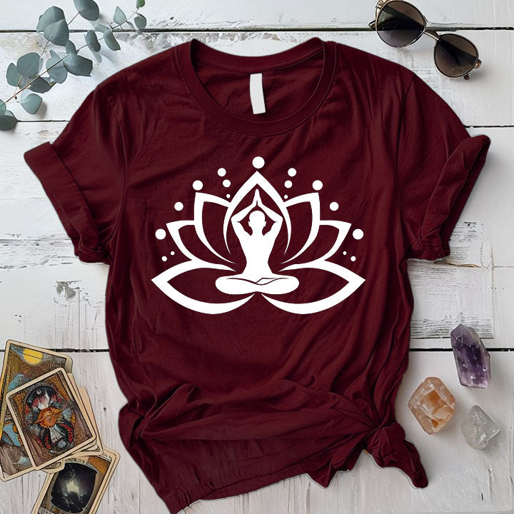 Male Yoga Symbol T Shirt Maroon Mockup