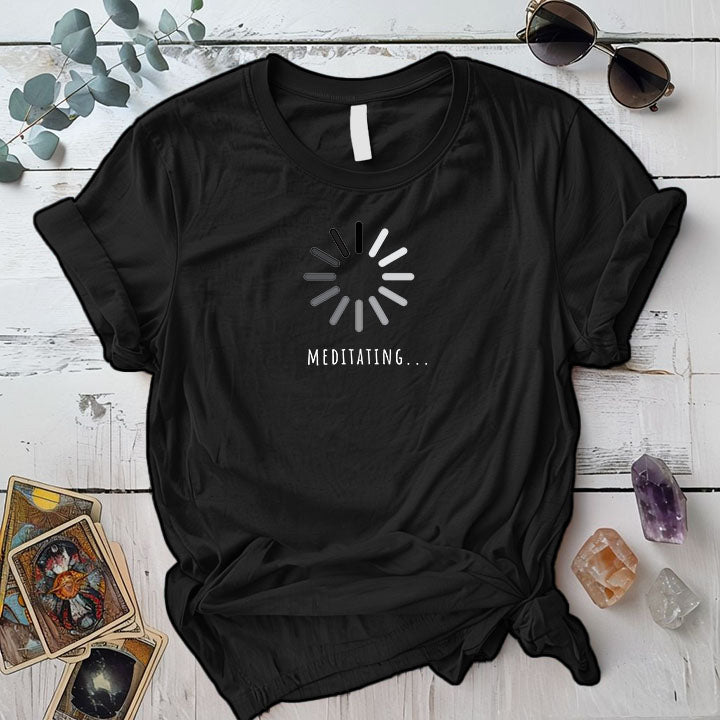 Meditating Loading T Shirt Black Mockup